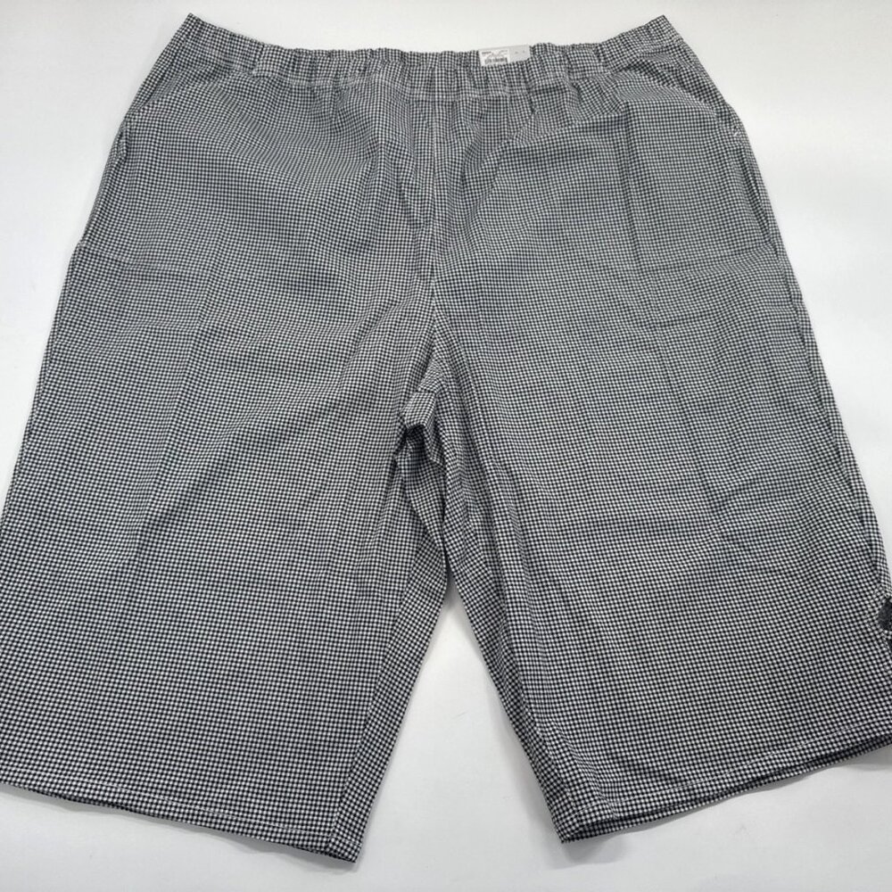 Croft Barrow Shorts Womens 4X Plus Black White Check Bermuda Stretch Pull On NEW